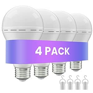 4-Ct LHZHENG Rechargeable Emergency LED Light Bulbs w Built-In Battery Backup ($15.65 / (약: 22,435원))