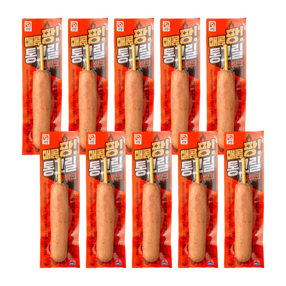 국내산 돈육 87% 통그릴후랑크 핫바 소세지 매콤팡 70g 10개 (0원 / 무료배송)