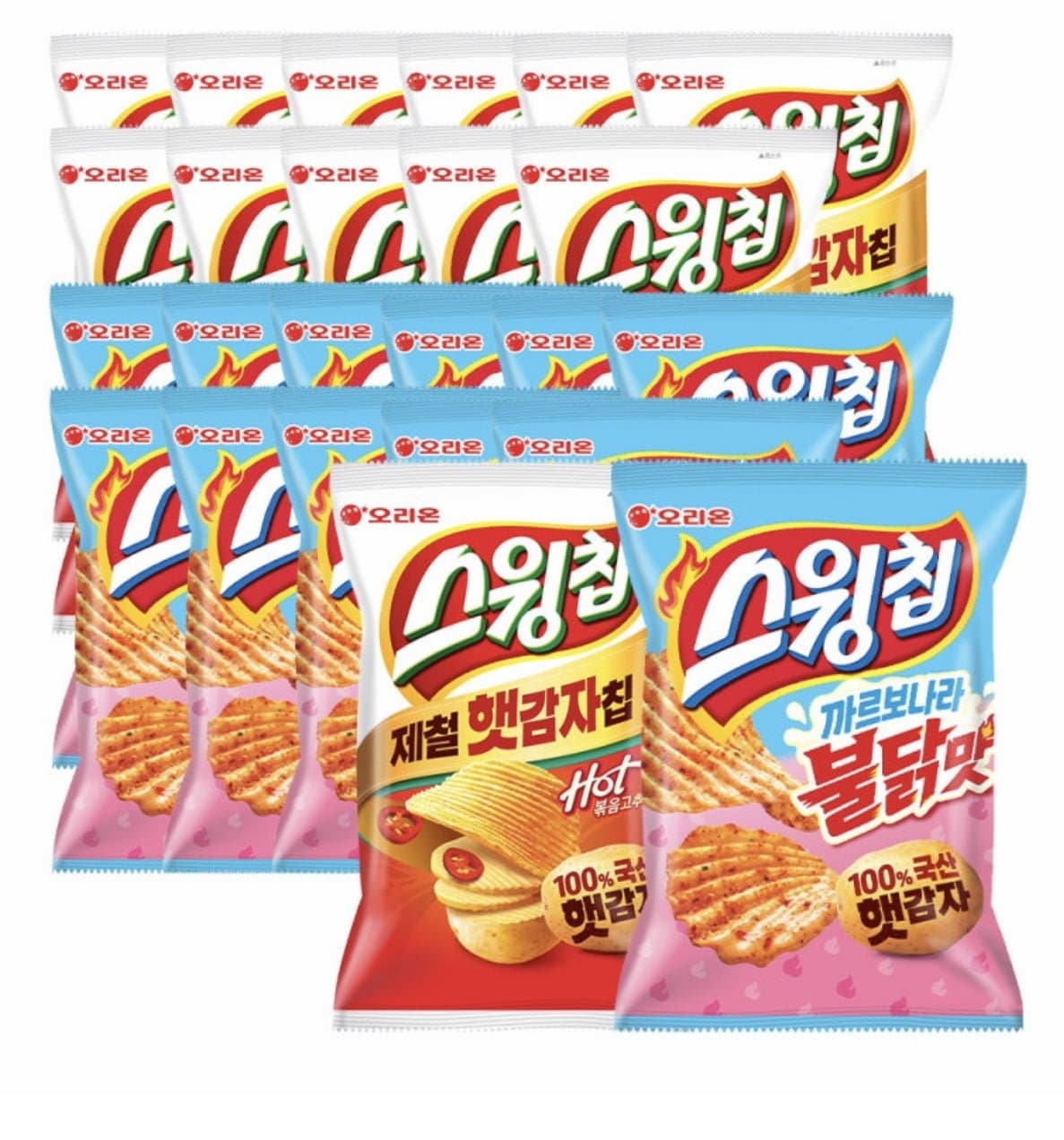[지마켓]오리온 스윙칩 볶음고추장 12개입 + 까르보나라불닭맛 12개입 (카드24,500원/무료)