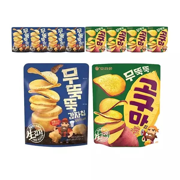 오리온 무뚝뚝감자칩 60g + 무뚝뚝고구마칩 56g 총 10개 (12,610원 / 무료배송)