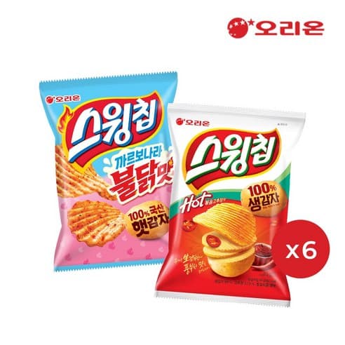 오리온 스윙칩 볶음고추장 12개입+까르보나라불닭맛 12개입 (0원 / 무료배송)
