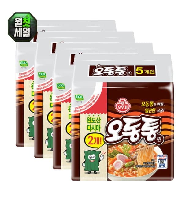 [옥션]오뚜기 오동통면(5개입) x 4팩(총20개입) (카드 11,810원/무료)