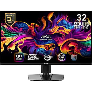 32" MSI MAG 4K UHD QD-OLED G-SYNC 240Hz Gaming Monitor ($599.99 / (약: 860,145원))