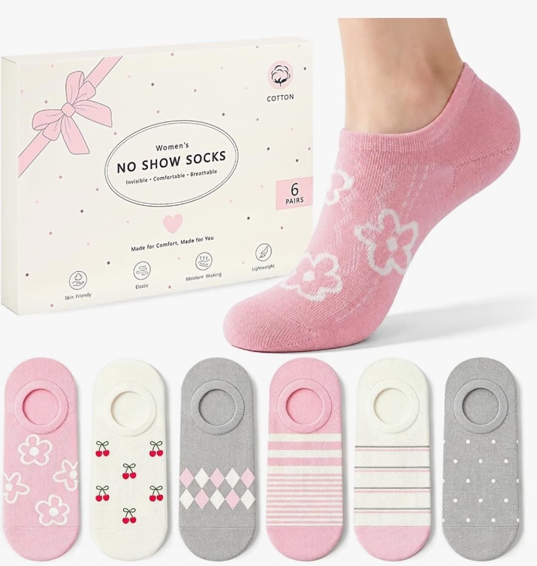Amazon) 여성용 발목양말 6 Pairs $14.99->$9.99