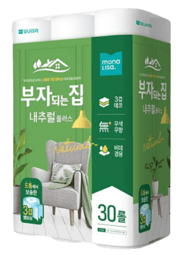 모나리자 부자되는집 내추럴클래식 화장지 3겹 20M 30롤 1팩 (7,900원 / 무료배송)