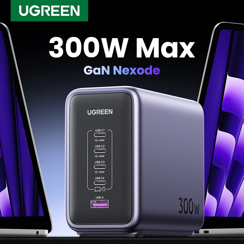 【Korean Plug】UGREEN 300W 갤럭시티브 5 IN 1 데스크탑 충전 스테이션 PD3.1 고속 충전기, MacBook Pro, iPad, 태블릿, iPhone 16용 ($4.00 / (약: 5,719원))
