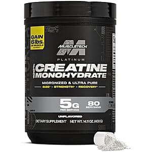80-Servings MuscleTech Platinum Micronized Creatine Monohydrate Powder ($8.85 / (약: 12,654원))