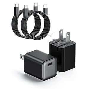2-Pk Wegear 30W USB-C GaN III Wall Charger Block & Cable ($19.99 / (약: 28,583원))