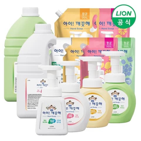 아이깨끗해 핸드워시 리필 1.8L+용기 250ml +증정 (9,984원 / 무료배송)