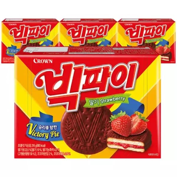 크라운 빅파이 딸기, 216g, 4개 (6,340원 / 무료배송)
