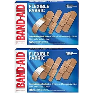 2-Pk 100-Ct Band-Aid Flexible Fabric Adhesive Bandages ($9.40 / (약: 13,441원))