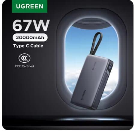 CCC 인증 UGREEN 67W 20000mAh 보조배터리($26.11/무료)