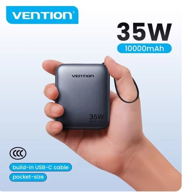 벤션 CCC 10000mAh 35W 미니 파워뱅크 고속충전 보조배터리 ($19.98 / (약: 28,569원))