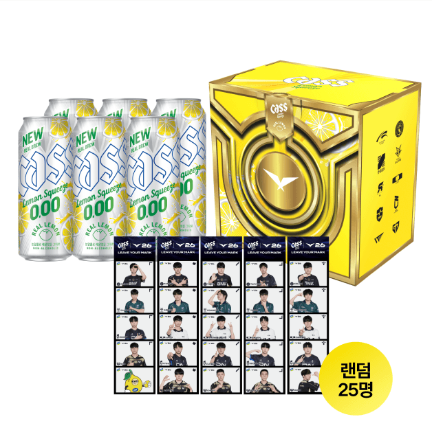 [롯데온]카스 레몬 스퀴즈 제로(0,00) LCK 레전드팩 495ml 6캔+포토스티커+피규어/결승티켓(랜덤) (11,460원/무료) (무료배송)