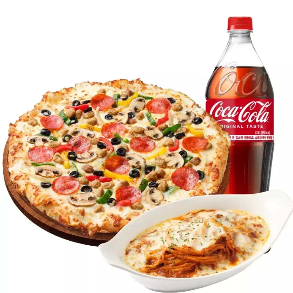 피자헛 한근 치즈 콤비네이션 오리지널 L+리치치즈파스타+콜라 1.25L (26,600원 / 무료배송)