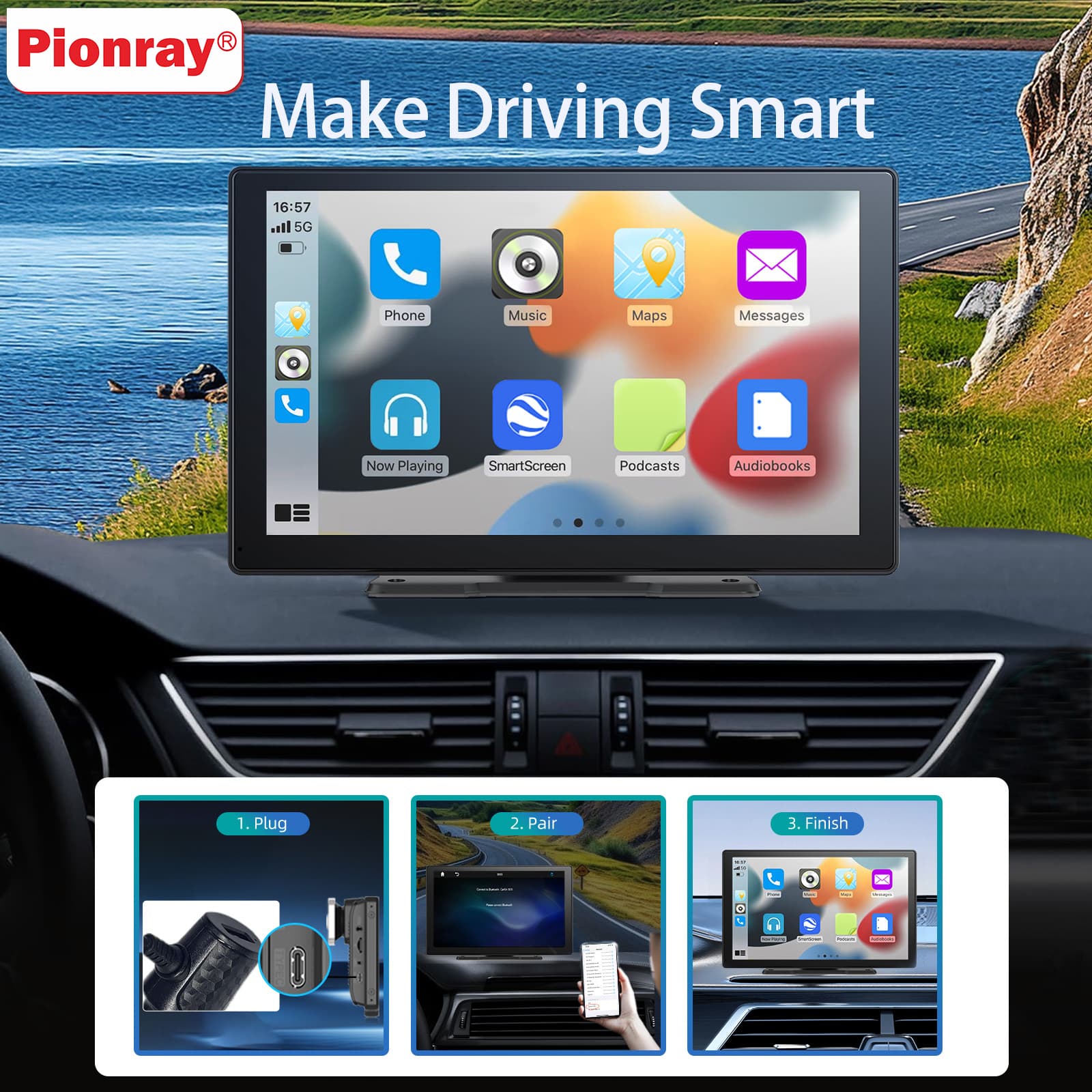 Pionray 10.26인치 범용 카플레이 IPS 터치 스크린 ($23.47 / (약: 33,519원))