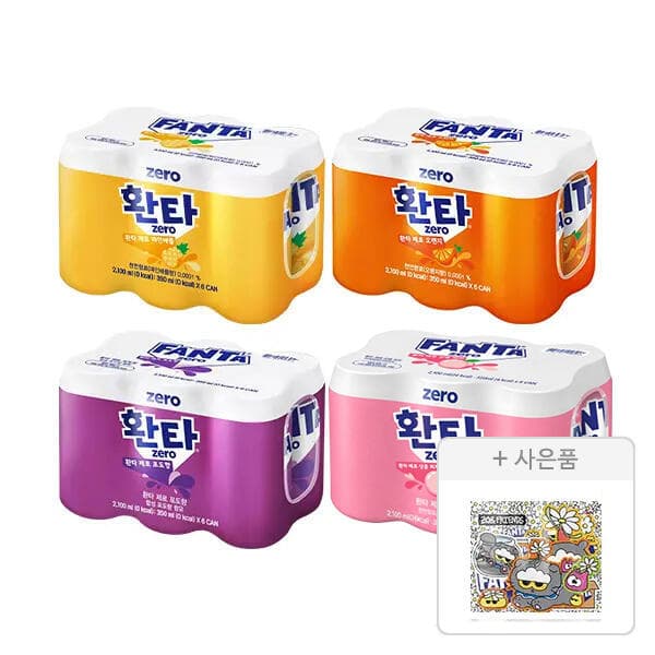 [11번가]환타 제로파인+오렌지+포도+피치 350ml 각 6캔 (티멤버십 11,770원/무료) (무료배송)