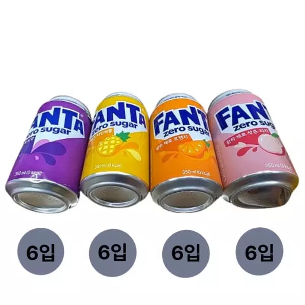 [지마켓]환타제로 오렌지+파인+포도+피치 350ml 24캔 (14,510... (9) (11번가기준20,500원 / 무료배송)