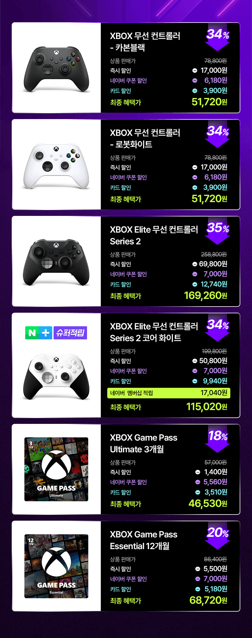 [네이버] 엑박패드 할인 - XBOX 방구석 PC방 풀옵션 패지키(51,720원) (무료)