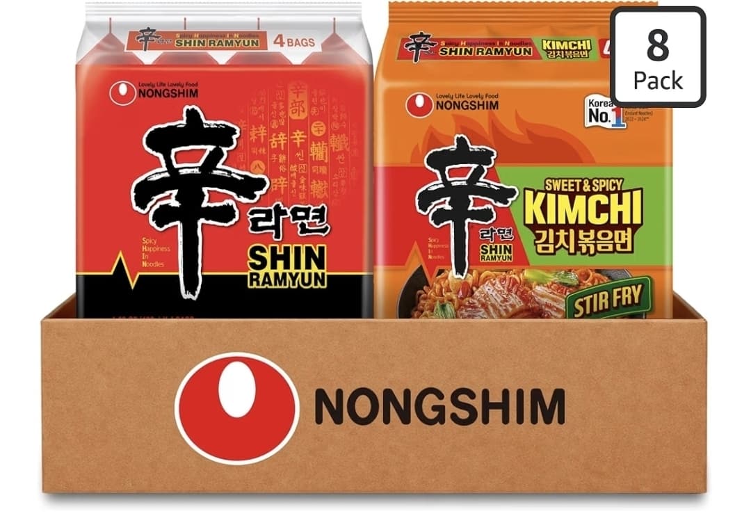 Amazon) 농심 신라면 툼바 4개+신라면 김치 볶음면 4개 $12.86 /농심 신라면 / 신라면4개 + 김치 볶음면 4개$12.86