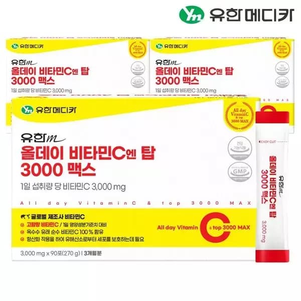 유한메디카 올데이 비타민C 엔 탑 3000 맥스 90p, 270g, 4개 (0원 / 무료배송)