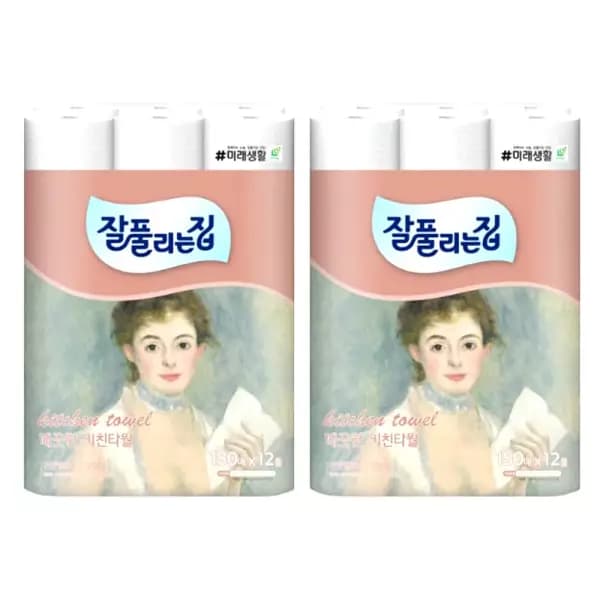 잘풀리는집 키친타올 150매 12롤 2팩 총 24롤 (11,133원 / 무료배송)