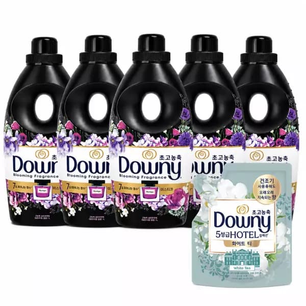 다우니 호텔컬렉션 섬유유연제 미스티크 1L 6개+다우니 화이트티 200mL (26,910원 / 무료배송)