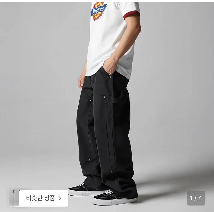 디키즈 스톤워시드 덕 캔버스 더블니 팬츠 Black 32,540원
