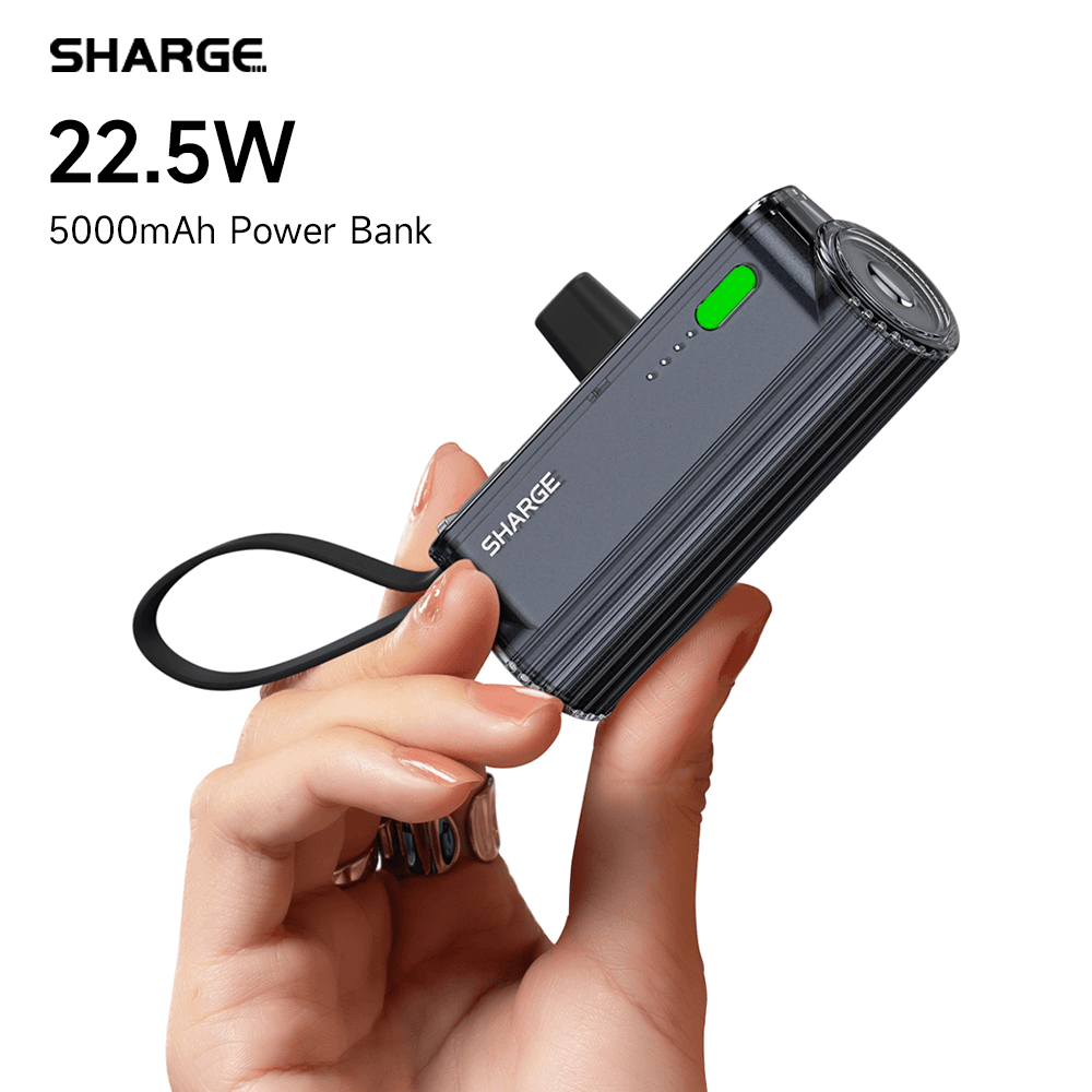 SHARGE 5000mAh 슬림 미니 보조베터리 PD 고속 충전 듀얼 USB-C 라이트닝 휴대용 배터리 ($4.49 / (약: 6,370원))