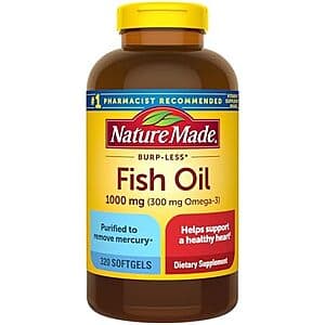 Select Accts: 320-Count Nature Made Burp-Less Fish Oil 1000mg Softgels 2 for $24.75 w/ S&S + Free S/H ((약: 35,115원))