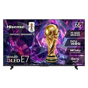 65" Hisense E7 Series Hi-QLED 144Hz MiniLED 4K Fire TV ($548.00 / (약: 777,502원))