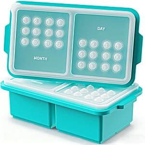 2-Pk EuChoiz 2-Cup Silicone Freezer Tray Cubes w/ Day/Month Mark Lids (Aqua) $7.70 ((약: 10,924원))