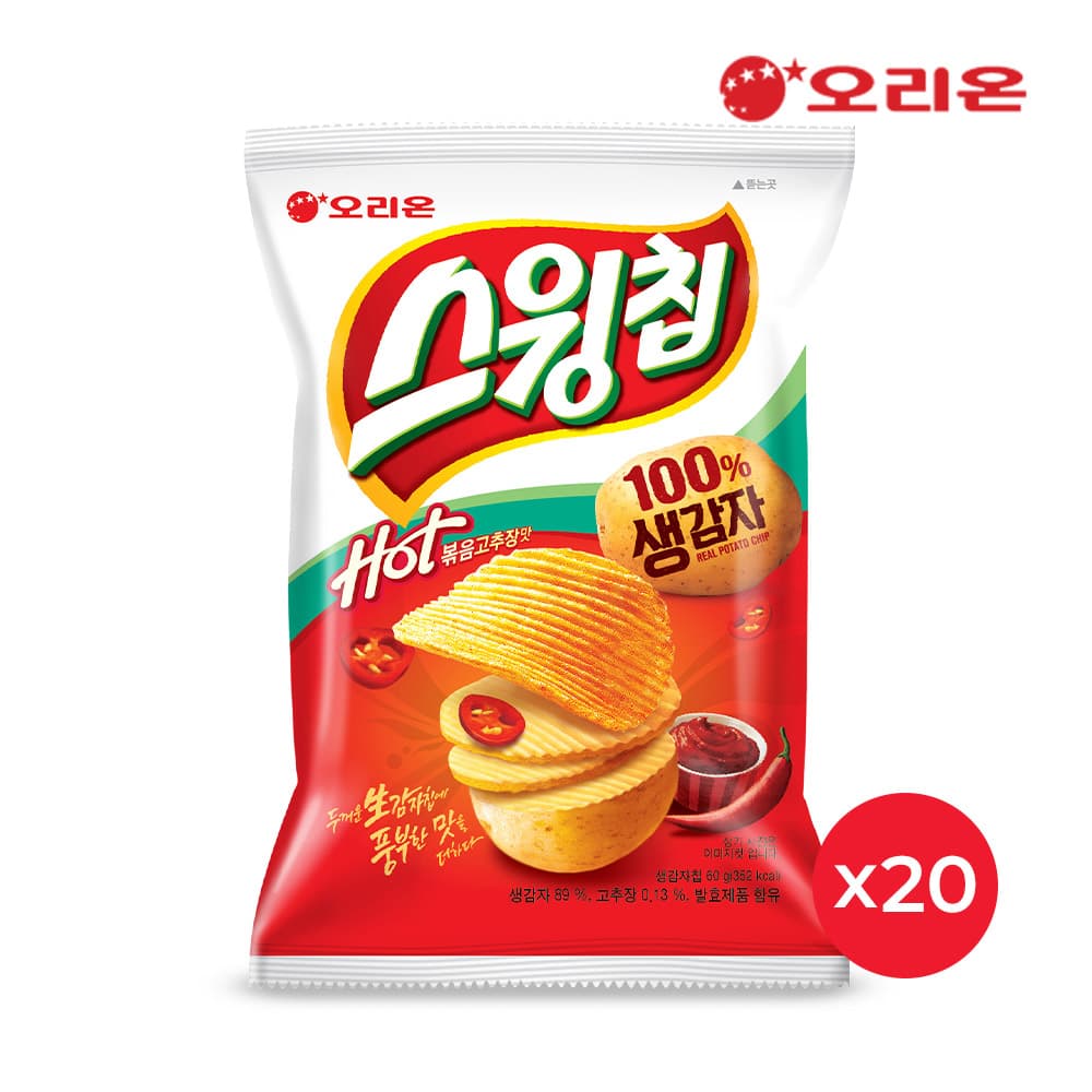 [롯데온] 스윙칩 볶음고추장 60g 20개 (토스21,020원 / 무배)