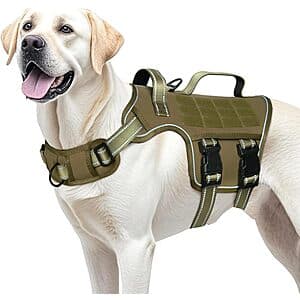 RunFido Tactical No-Pull Dog Harness w/ MOLLE System & Reflective Strips (Large) $10 ($9.99 / (약: 14,173원))