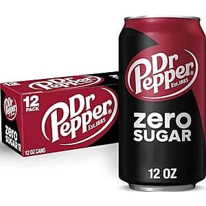 12-Pk 12-Oz Dr Pepper Zero Sugar Soda $4.90 w/ S&S ((약: 6,952원))