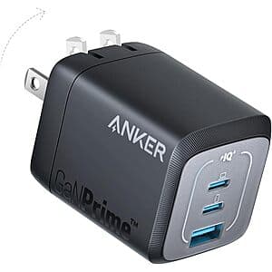 3-Port GaN Anker Prime Up to 67W Compact Fast Wall Charger (2x USB-C + 1x USB-A) $35 ($34.98 / (약: 49,629원))