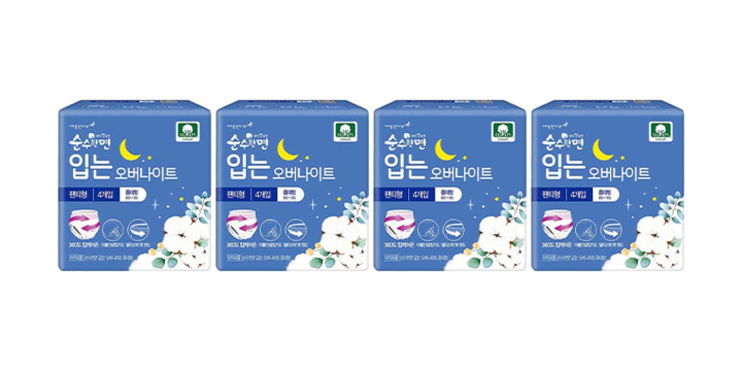 순수한면 입는 오버나이트 중대형 4매, 4개 (19,900원 / 남음)
