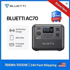 BLUETTI AC70 768Wh 1000W LiFePO4 Solar Power Station $228.70 + Free S&H ((약: 324,479원))