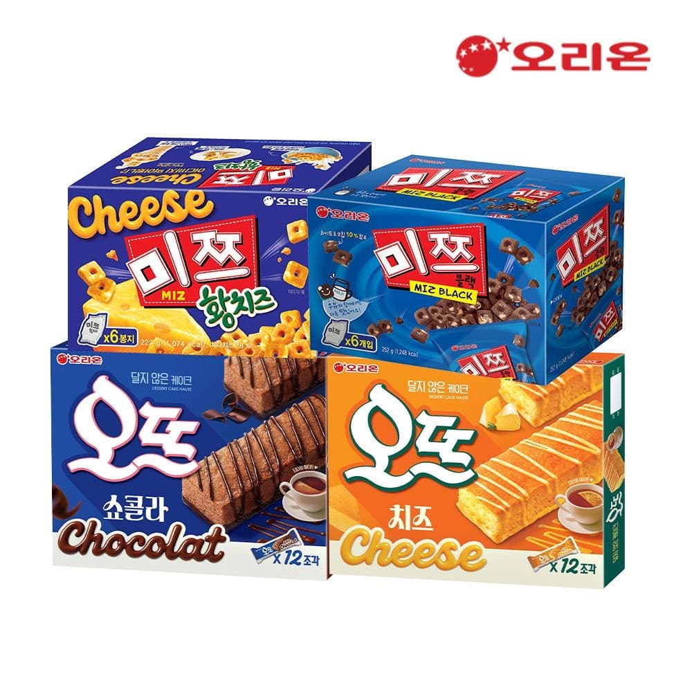 오리온 미쯔 황치즈6P+미쯔6P+오뜨쇼콜라12P+오뜨치즈12P (14,400원 / 무료배송)