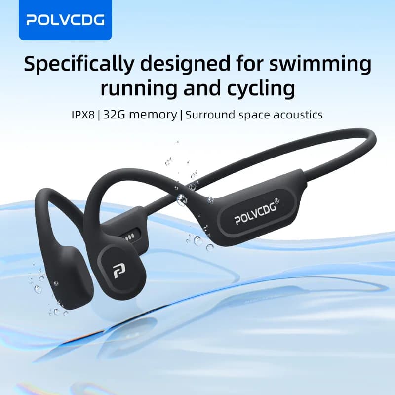 POLVCDG X9 골전도 이어폰 32G IPX8 방수 오픈 디자인 수영, 러닝, 사이클링용 귀걸이형 이어폰 ($5.22 / (약: 7,406원))