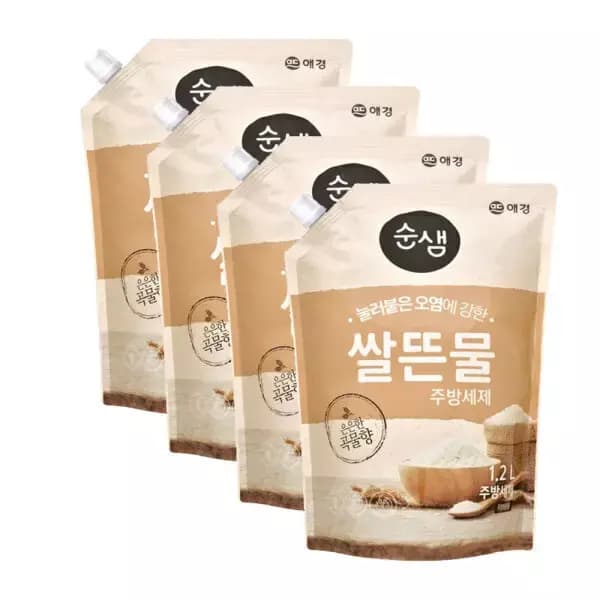 옥션) 순샘 레몬/쌀뜨물 주방세제 2종 1.2L 4개 무배 7910원 (7,910원)