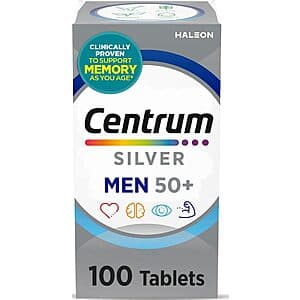 100-Ct Centrum Silver Men 50 Multivitamin Tablets ($1.85 / (약: 2,624원))