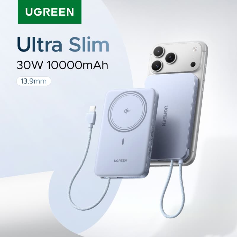 UGREEN 울트라슬림 30W 10,000mAh 맥세이프 ($51.97 / (약: 73,735원))