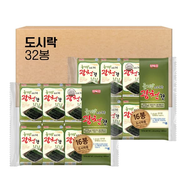 토스)삼육김 들기름으로 구운 광천김 도시락김, 4g, 32봉 69%할인, 4,900원 (무료배송)