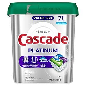 71-Ct Cascade Platinum Dishwasher Pods 3 for ($40.95 / (약: 58,099원))
