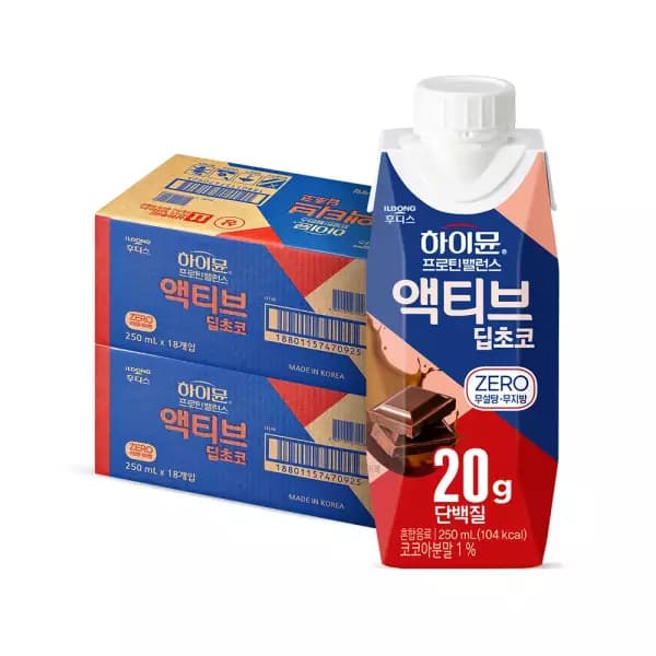 하이뮨 프로틴 밸런스 액티브 비건 단백질 제로 250ml 24팩 (20,610원 / 무료배송)