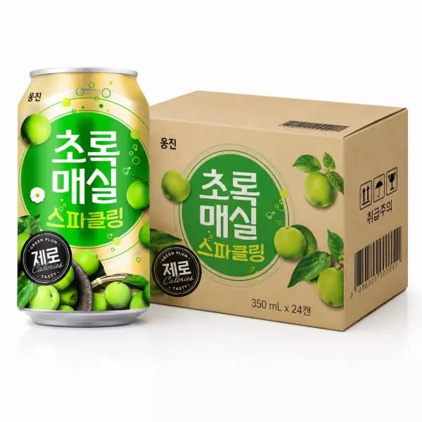 초록매실 스파클링 제로 캔, 350ml, 24개 (10,960원 / 무료배송)