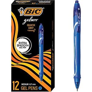 12-Ct BIC Gelocity Quick Dry 0.7mm Medium Retractable Clip Gel Pens ($4.90 / (약: 6,952원))