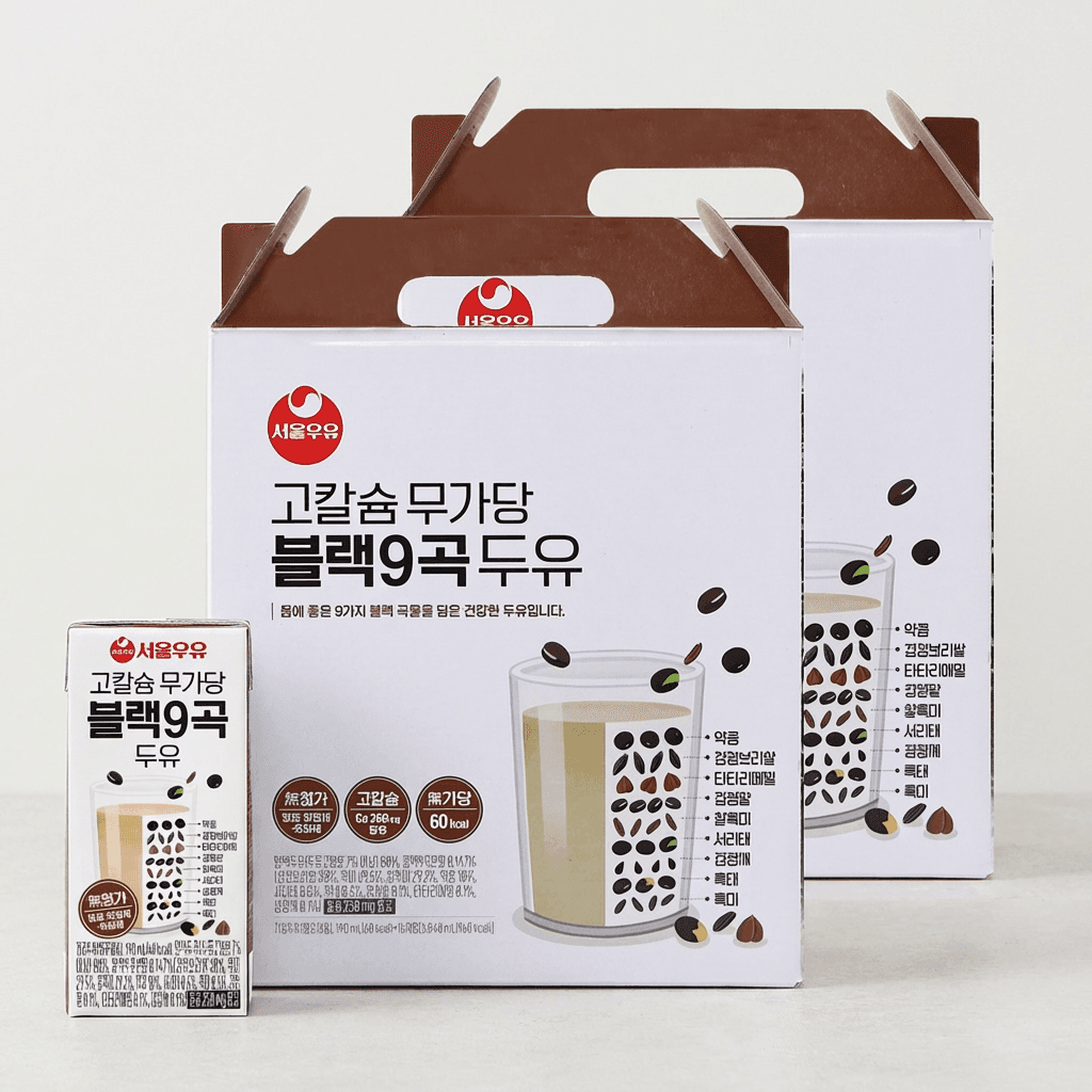 서울우유 고칼슘 무가당 블랙9곡 두유, 190ml, 32개 (13,400원 / 무료배송)