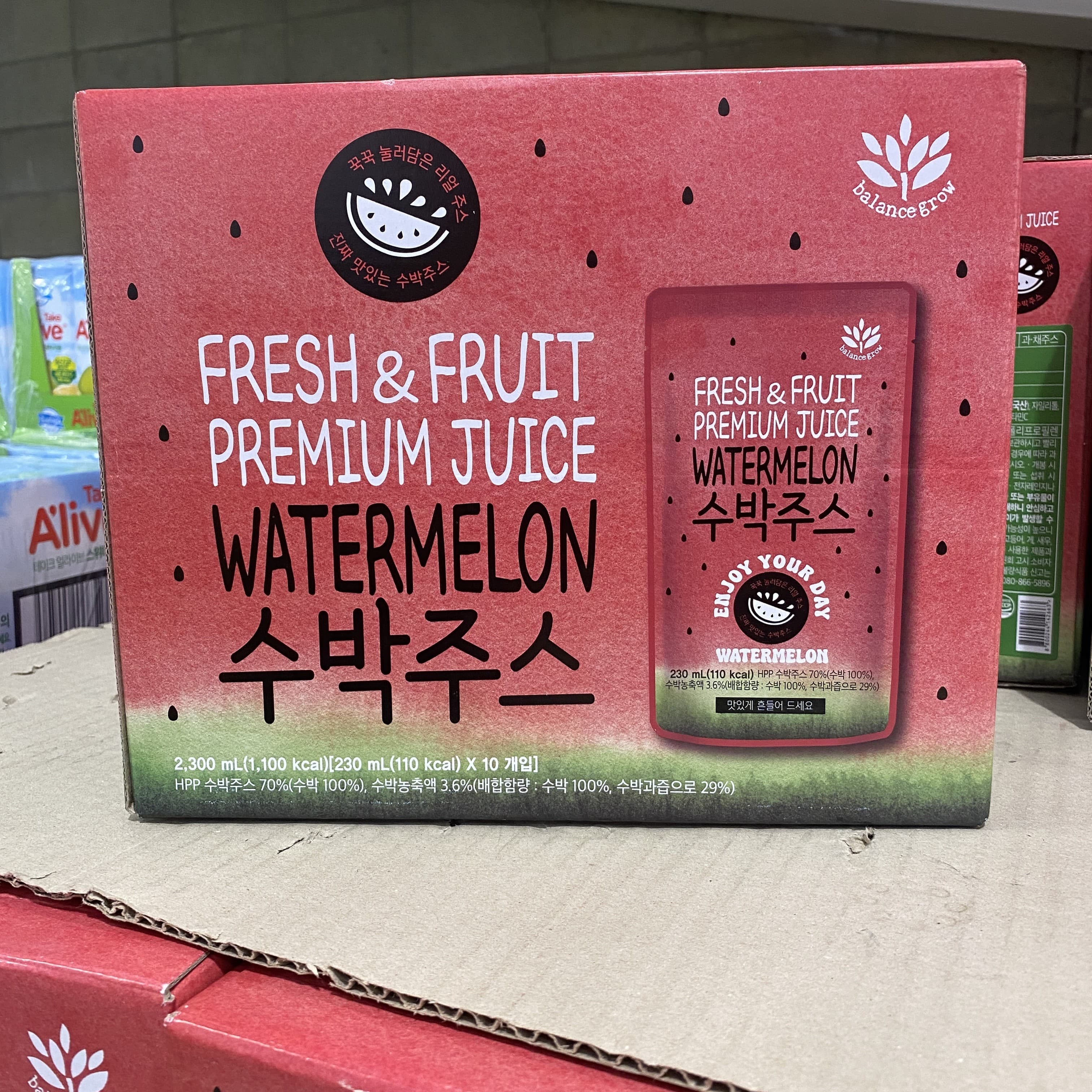 Balance Grow 수박주스 230ml x 10 (12,790원)